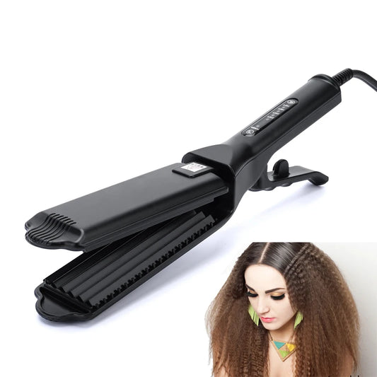 Professional Ceramic Corrugated Iron Electric Curling Crimped Wide Plates Beauty Hair Iron For Hair Wave Corrugation Flat Irons