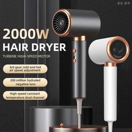 2000W 3th Gear Professional Hair Dryer Negative Lonic Blow Dryer Hot Cold Wind Air Brush Hairdryer Strong PowerDryer Salon Tool